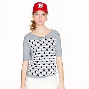 J. Crew Dots Over Stripes Tee, Size Large